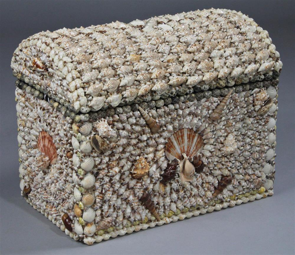 Appraisal: DOMED GROTTO STYLE SHELLWORK TRUNK the domed top fitted over