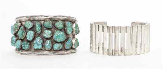 Appraisal: A Mexican Sterling Silver Cuff Bracelet with openwork decoration together