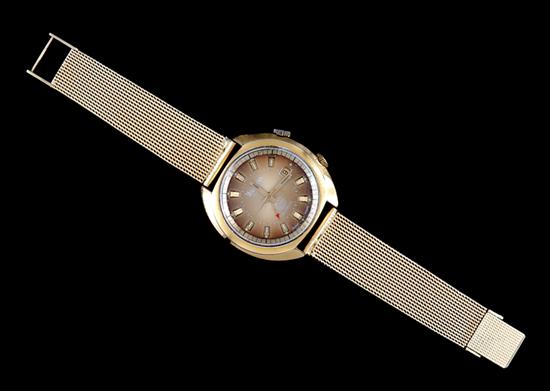 Appraisal: Wakmann gentleman's gold wristwatch circa Datalarm Swiss made seventeen jewels