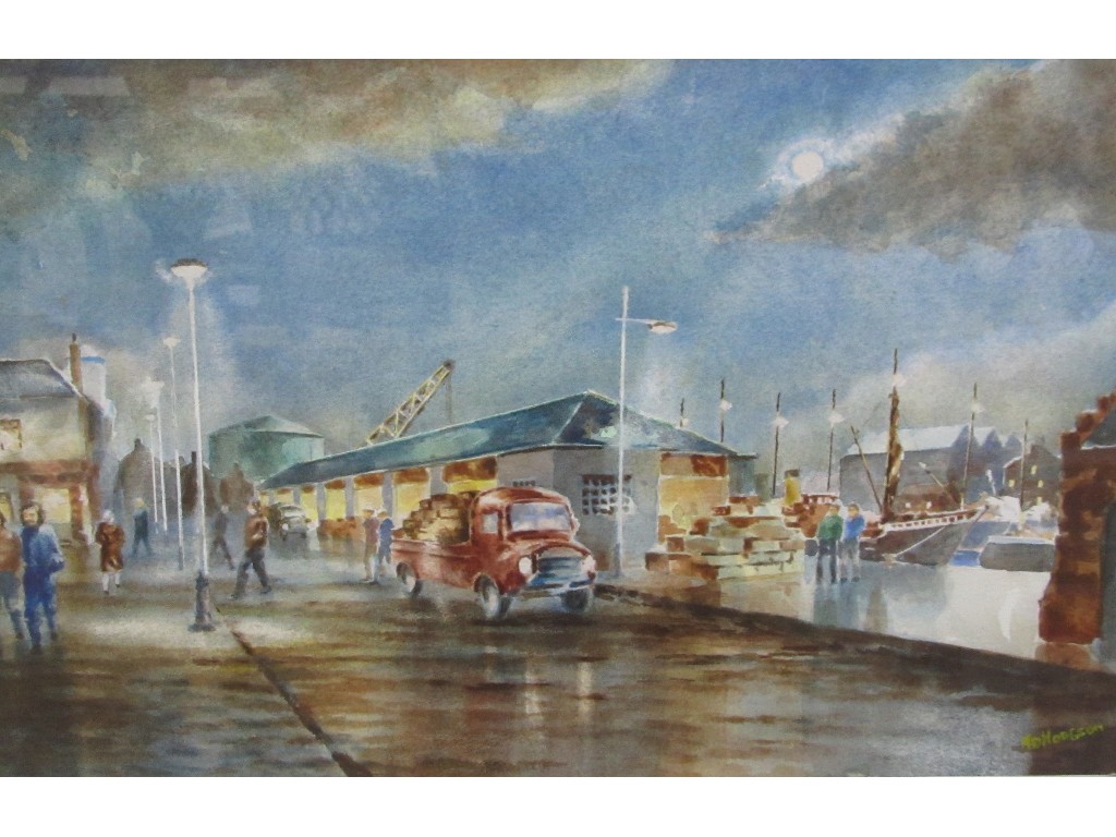 Appraisal: Watercolour 'Harbour Lights' signed A D Hodgson