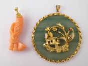 Appraisal: A mixed lot comprising a carved coral pendant approx cm