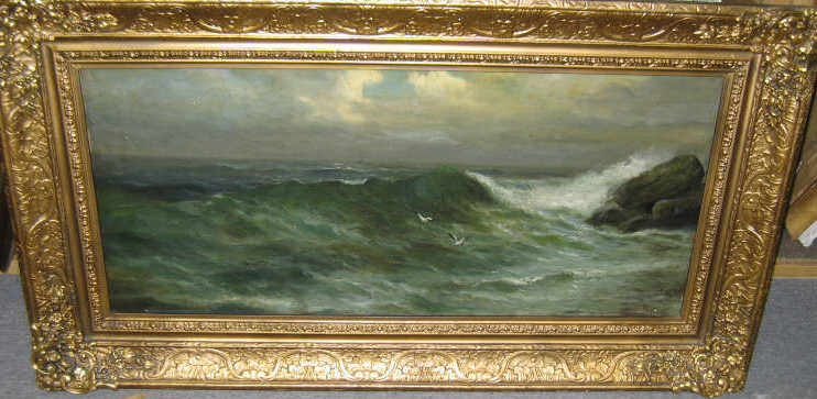 Appraisal: A E TH- TH CENTURY Coastal waves oil on canvas