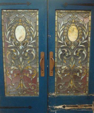 Appraisal: Pair of Doors with Leaded Glass Windows From a Westchester