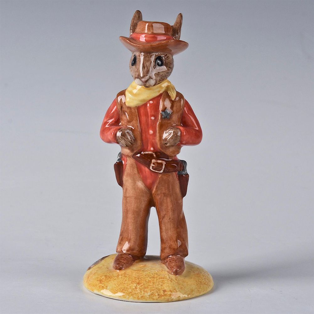 Appraisal: ROYAL DOULTON BUNNYKINS FIGURINE COWBOY DB Coral brown yellow colorway