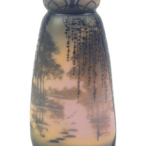 Appraisal: A Devez Cameo Glass Vase TH CENTURY Height inches