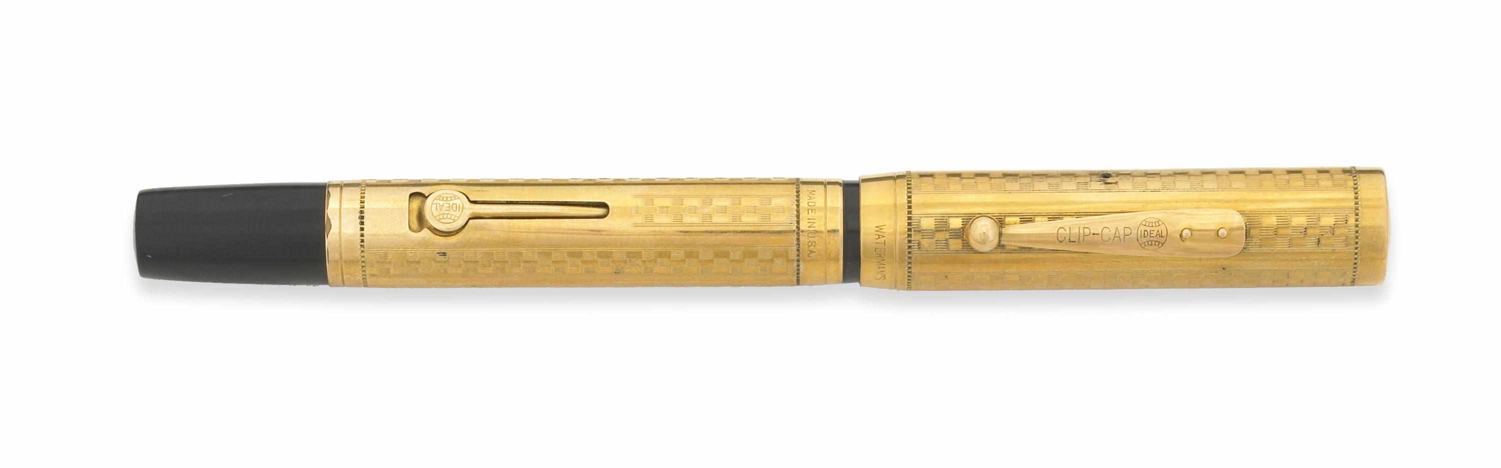 Appraisal: WATERMANS ''Gothic'' Gold Filled Overlay Fountain Pen Ca s ''Gothic''