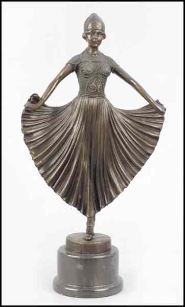 Appraisal: PATINATED BRONZE FIGURE OF A DANCER Raised on a ''