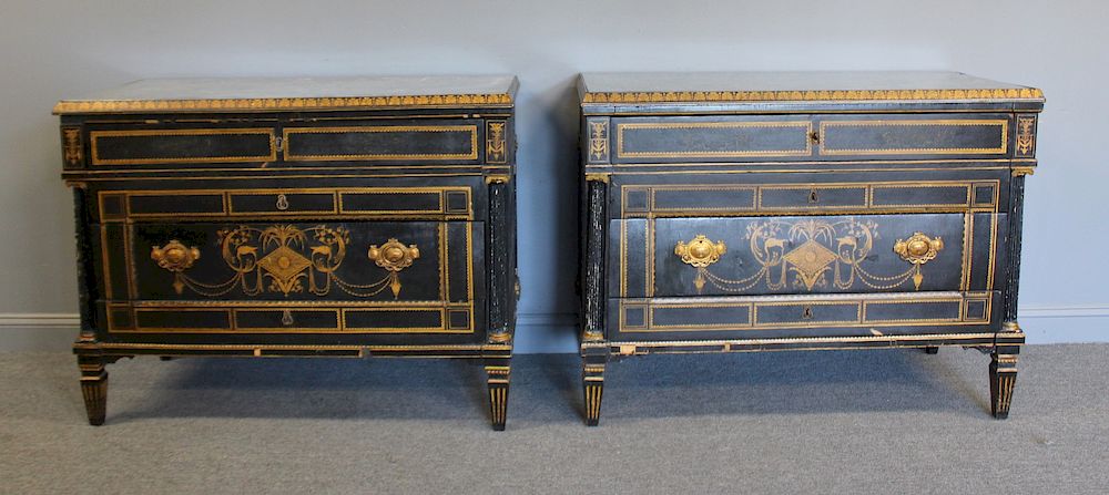 Appraisal: Pair of Early th Century Paint Decorated Italian Marble Top