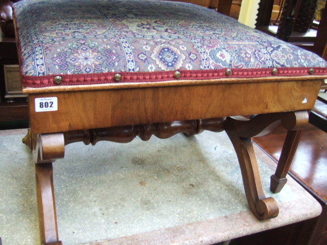 Appraisal: A th century stool the over stuffed lift top raised