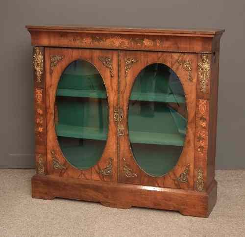 Appraisal: A Victorian figured walnut and gilt metal mounted dwarf display