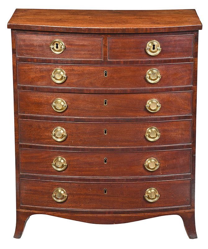 Appraisal: George III Inlaid Mahogany Diminutive Chest British circa diminutive bow