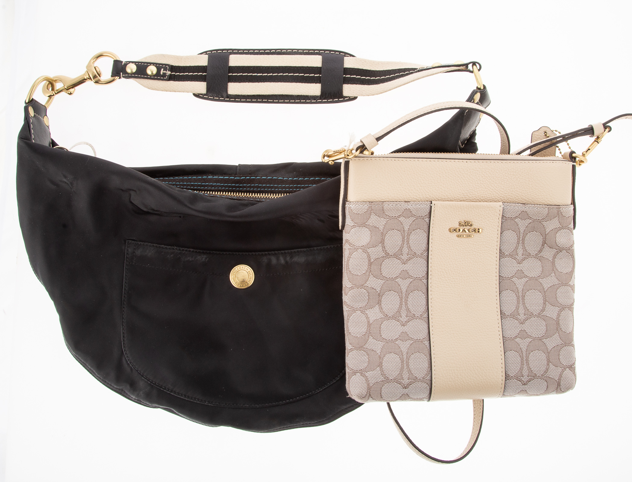 Appraisal: TWO COACH HANDBAGS monogram canvas crossbody serial M - in