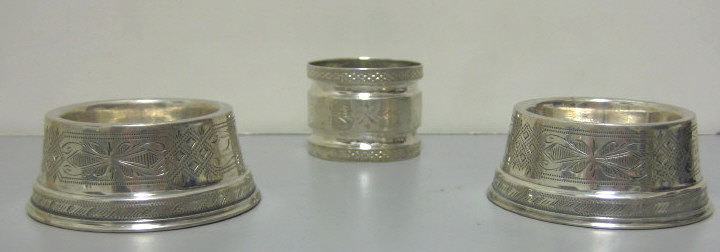 Appraisal: AMERICAN COIN SILVER TABLE ARTICLES A pair of salt cellars