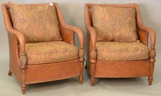 Appraisal: Pair of Ethan Allen woven armchairs with upholstered cushions one