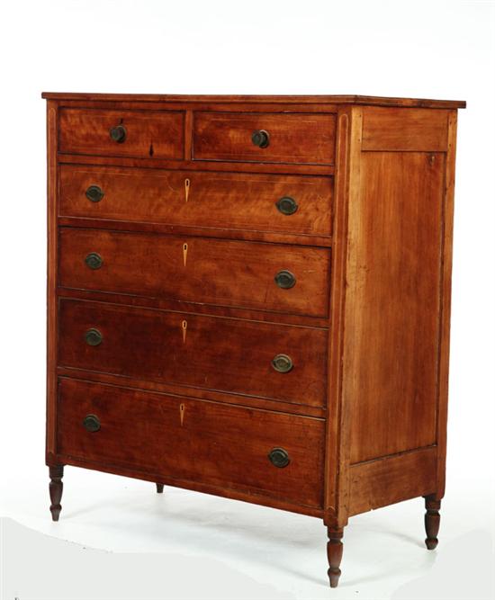 Appraisal: SHERATON CHEST OF DRAWERS American - cherry pine and walnut