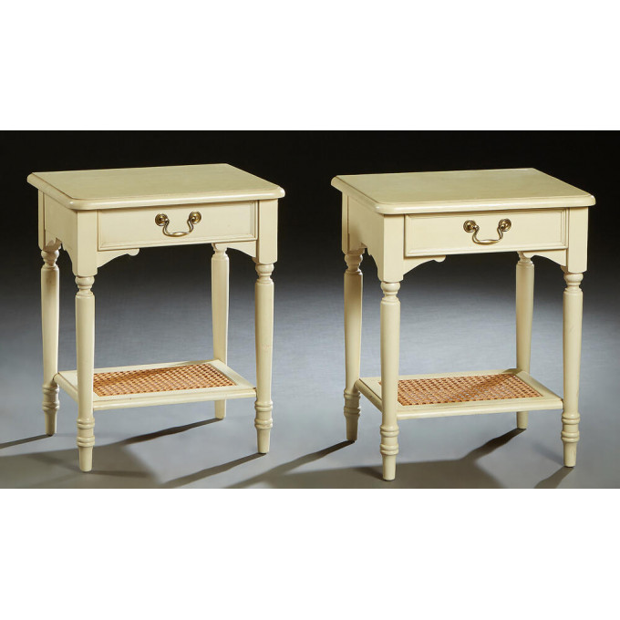 Appraisal: Pair of Louis Philippe Style Polychromed Carved Beech Nightstands th