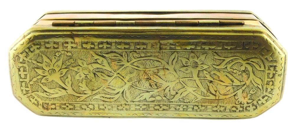 Appraisal: th C large brass and copper tobacco box possibly Dutch