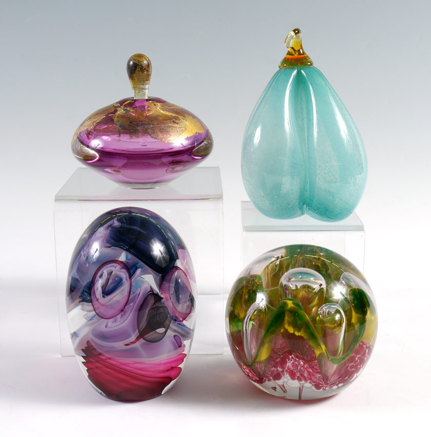 Appraisal: ART GLASS PAPERWEIGHTS pieces total to include Edler fruit form