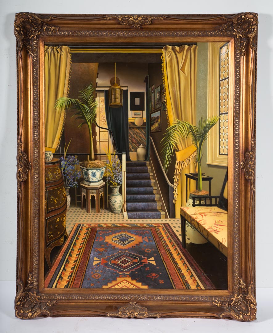 Appraisal: Framed oil on canvas of interior Undernumber