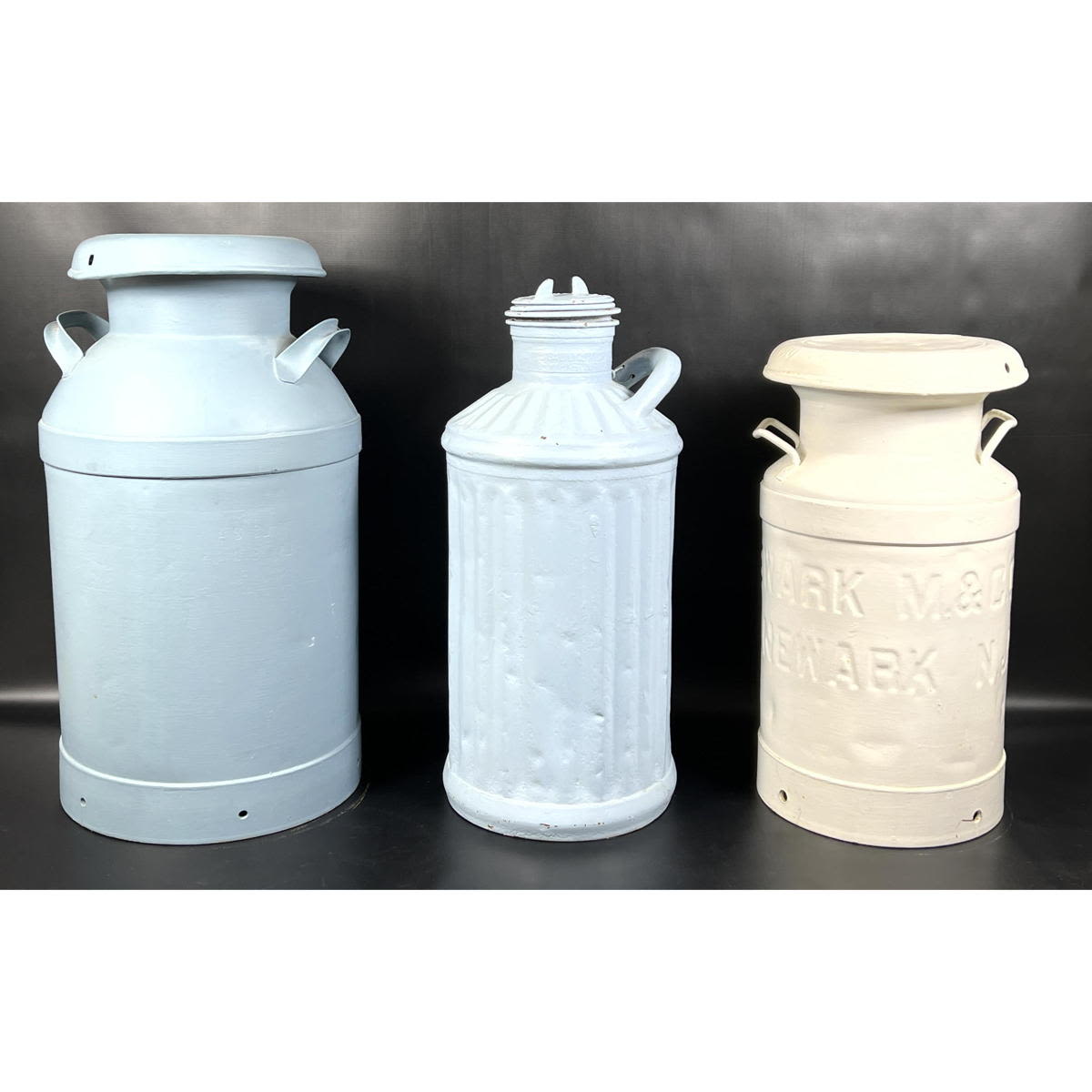 Appraisal: Lot Three Painted Antique Milk Cans One marked- M C