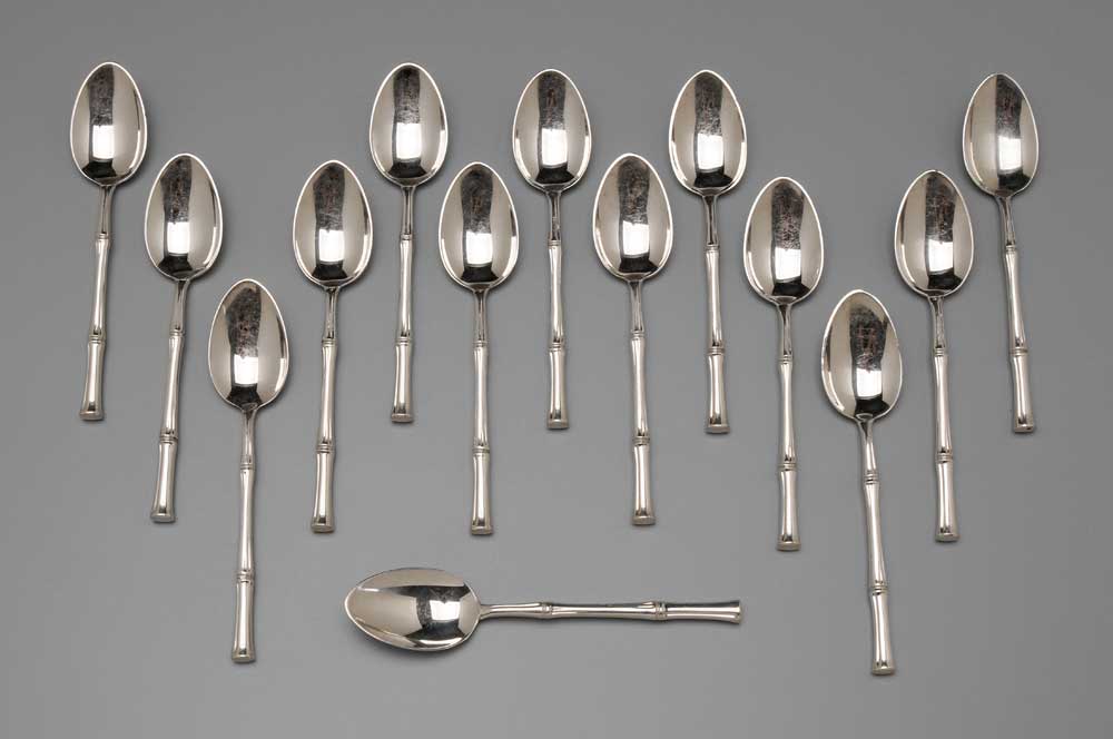 Appraisal: Tiffany Bamboo Sterling Teaspoons American th century pieces marks for