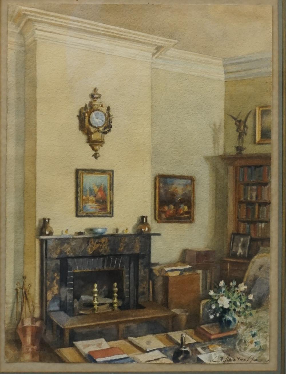 Appraisal: Louis R Metcalfe th Century Living Room Watercolor on Paper