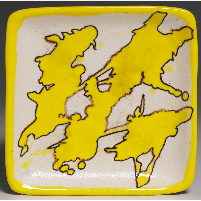 Appraisal: Gambone small dish Italy square form with white yellow and