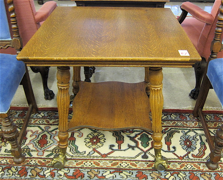 Appraisal: LATE VICTORIAN SQUARE OAK LAMP TABLE American c the square