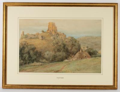 Appraisal: George H Pemsel Corfe Castle signed lower left watercolour cm