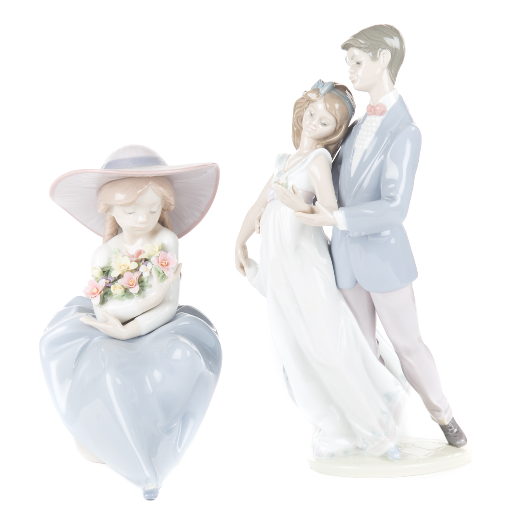 Appraisal: Two Lladro porcelain figure groups includes Now and Forever and