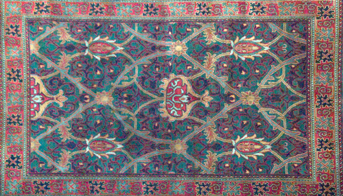 Appraisal: WILLIAM MORRIS STYLE Area rug with blue-green crimson and caramel