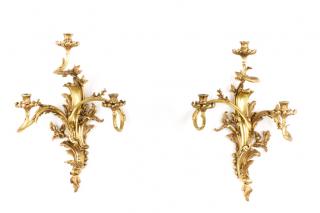 Appraisal: Pair Gilt Bronze Neoclassical Style Sconces Spanish mid th century