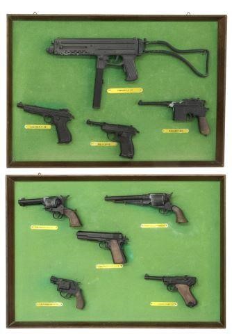 Appraisal: Framed collection of miniature model firearms by Uniwerk Italy mid