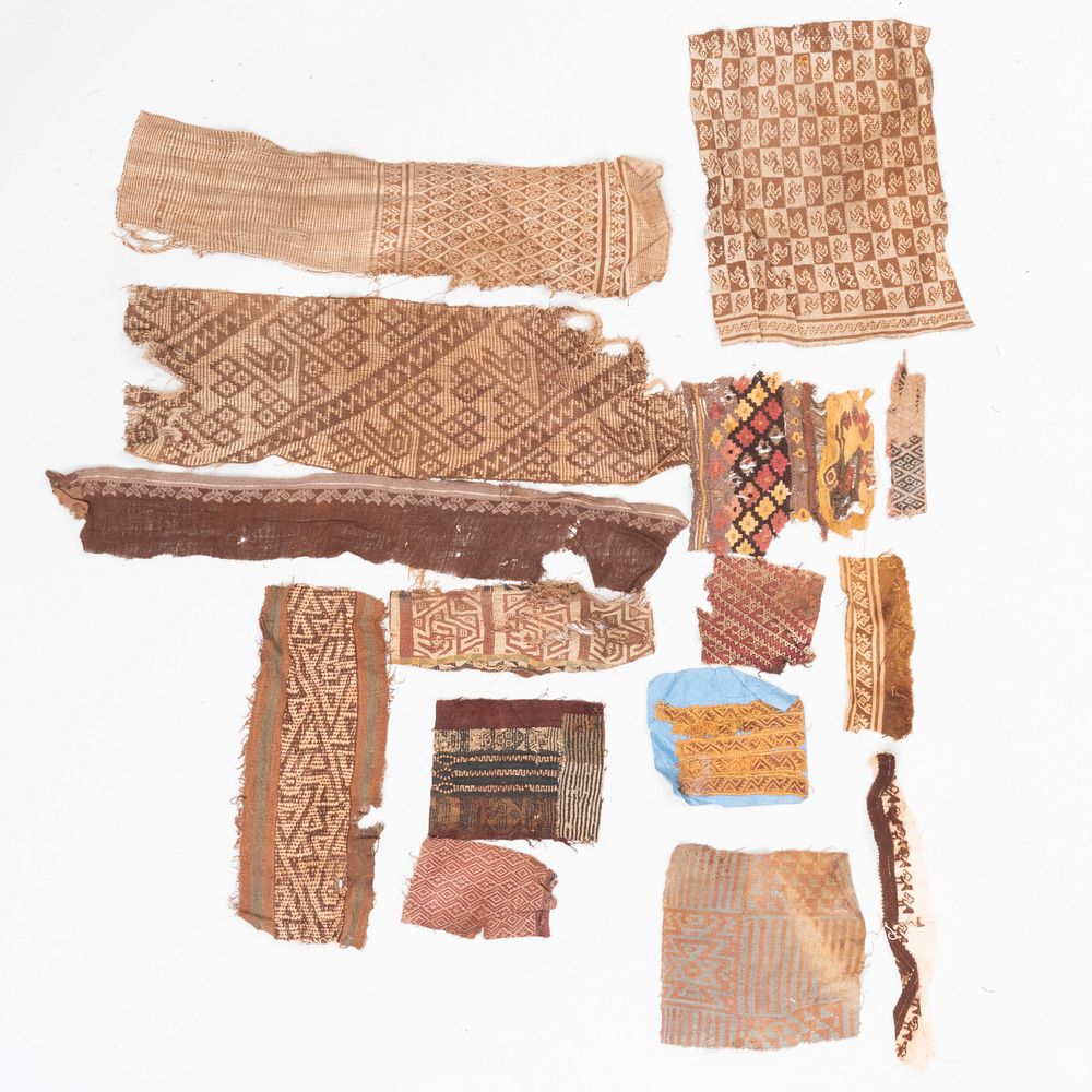 Appraisal: Group of Peruvian Textile Fragments Some double sided The largest