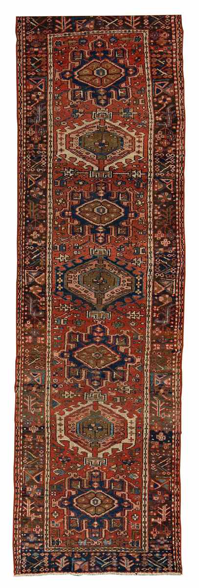 Appraisal: ORIENTAL RUG KARAJA RUNNER ' x ' Seven traditional geometric