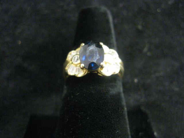 Appraisal: Sapphire Diamond Ring rich blue oval carat gem with diamonds