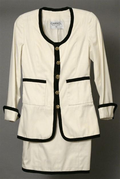 Appraisal: Chanel dress and matching blazer White twill above-the-knee sleeveless dress