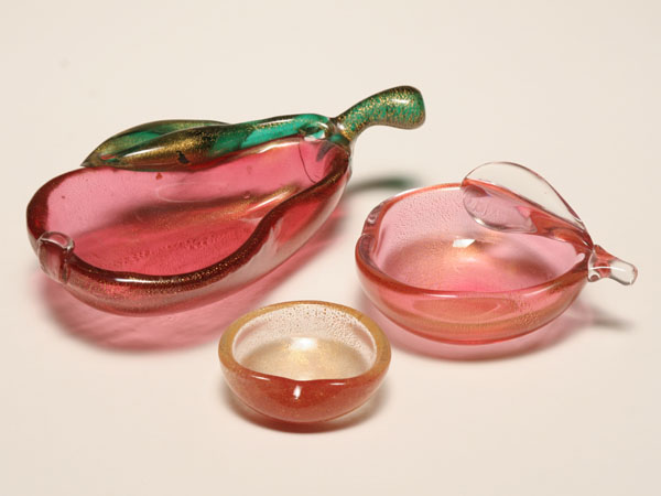 Appraisal: Three Archimede Seguso Murano art glass bowls Two fruit form