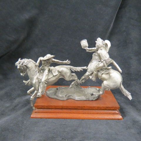 Appraisal: Chilmark Pewter Figurine Postal Exchange pony express riders plus wood