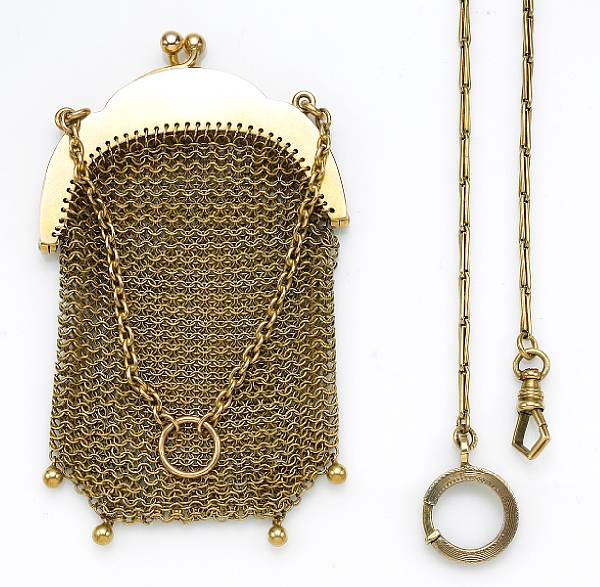 Appraisal: A ruby diamond and k gold mesh coin purse and