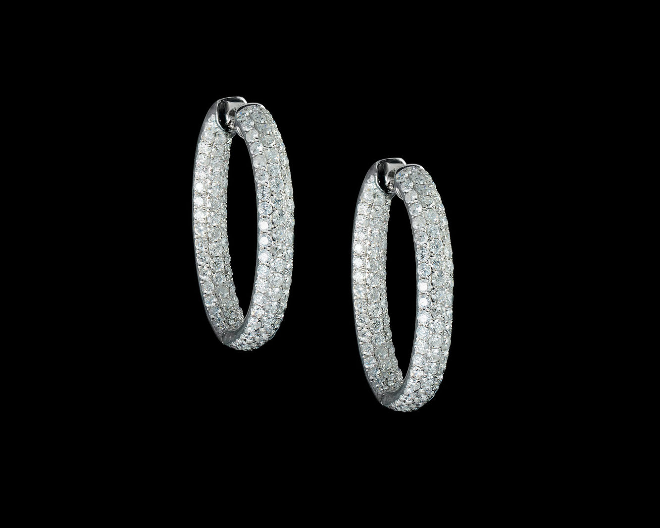 Appraisal: CTW DIAMOND HOOP EARRINGS K white gold hinged hoop earrings