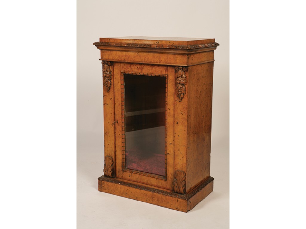 Appraisal: A WILLIAM IV BURR WALNUT PIER CABINET the rectangular top