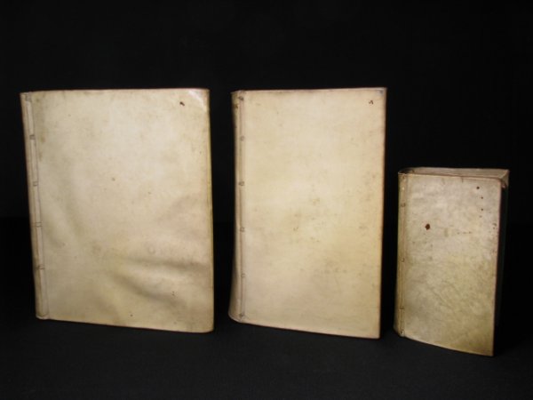 Appraisal: Three vellum covered books in Dutch hinges are cracked and