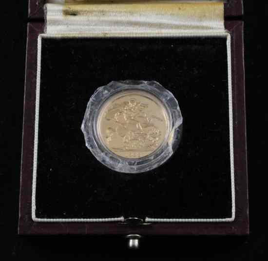 Appraisal: A gold proof sovereign in box with certificate Estimate -