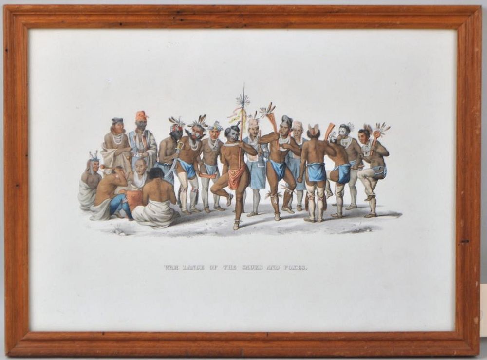 Appraisal: Hand Colored Native American Lithograph War Dance of the Sauks