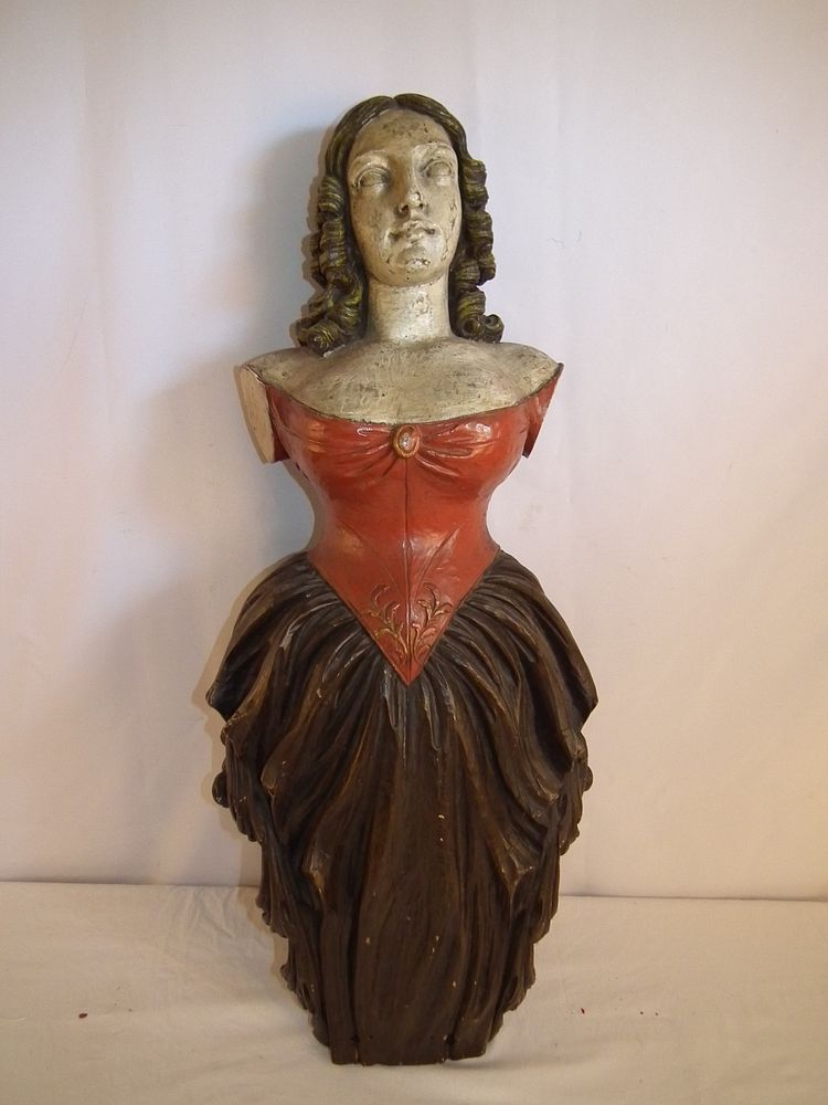 Appraisal: LADY SHIP FIGUREHEAD Old carved and painted wood ship's figurehead