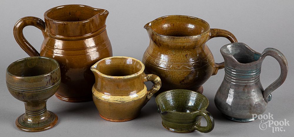 Appraisal: Six pieces of Stahl redware Six pieces of Stahl redware