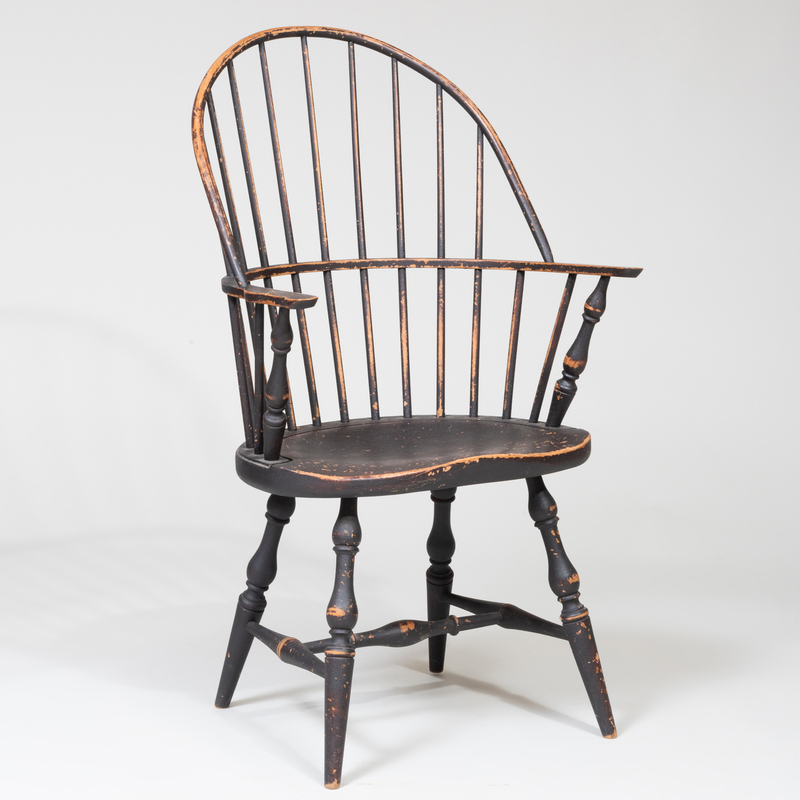 Appraisal: Black Painted Windsor Arm Chair of Recent Manufacture x x