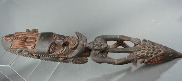 Appraisal: Carved Piece of Tribal Art Wall hanging Reptile head base