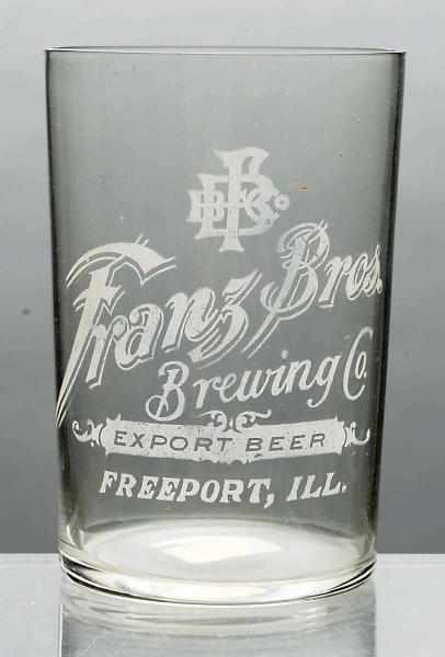 Appraisal: Franz Bros Brewing Co Acid-Etched Beer Glass Clean example with